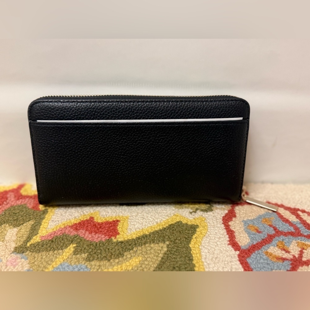 Kate Spade New York Large Black Leather Zip-Around Continental Clutch/Wallet - Picture 3 of 16
